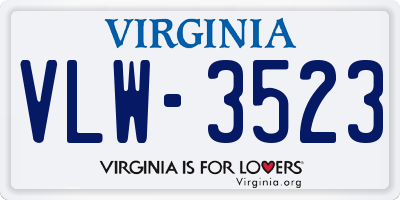 VA license plate VLW3523