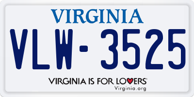 VA license plate VLW3525