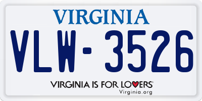 VA license plate VLW3526