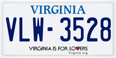 VA license plate VLW3528