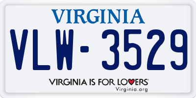 VA license plate VLW3529