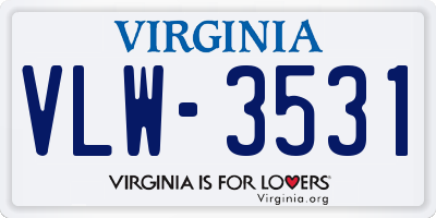 VA license plate VLW3531