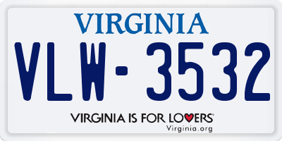 VA license plate VLW3532