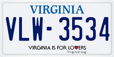 VA license plate VLW3534