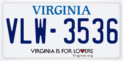 VA license plate VLW3536