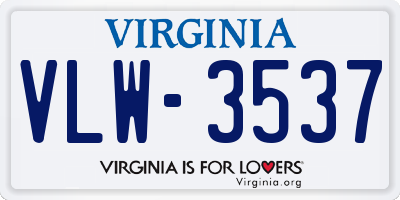 VA license plate VLW3537