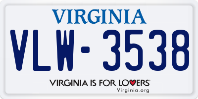 VA license plate VLW3538