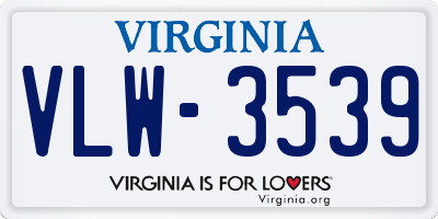 VA license plate VLW3539