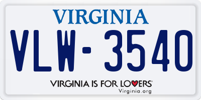 VA license plate VLW3540