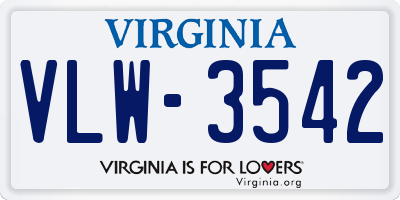 VA license plate VLW3542