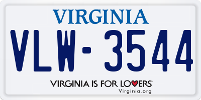 VA license plate VLW3544