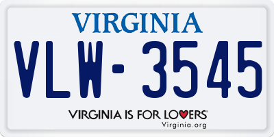 VA license plate VLW3545