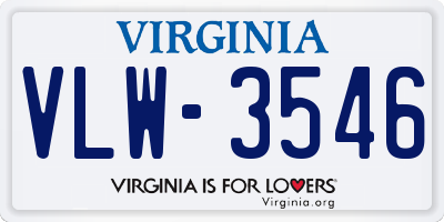 VA license plate VLW3546