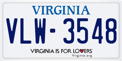 VA license plate VLW3548