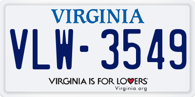 VA license plate VLW3549