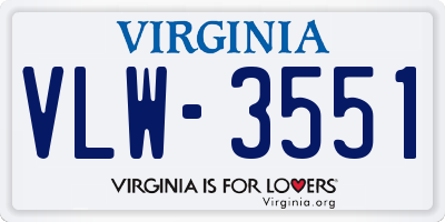 VA license plate VLW3551