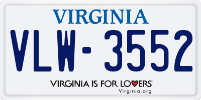 VA license plate VLW3552