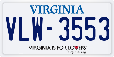 VA license plate VLW3553