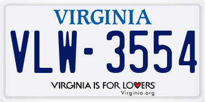 VA license plate VLW3554