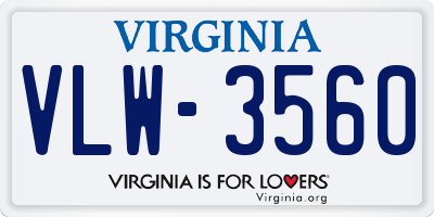 VA license plate VLW3560