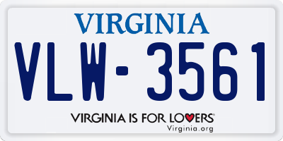 VA license plate VLW3561