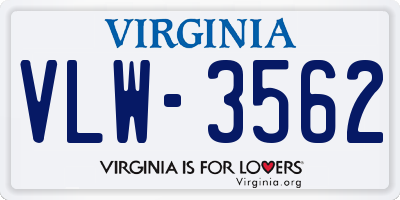 VA license plate VLW3562