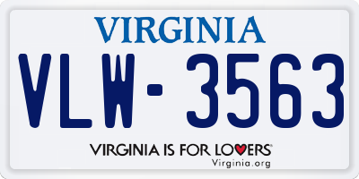 VA license plate VLW3563