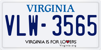 VA license plate VLW3565