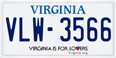 VA license plate VLW3566