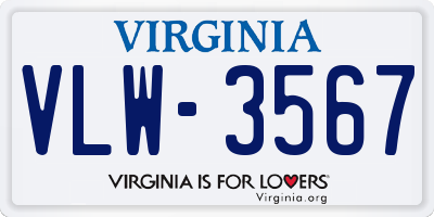 VA license plate VLW3567