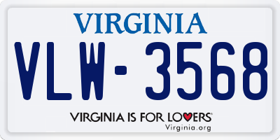 VA license plate VLW3568