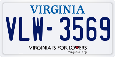 VA license plate VLW3569