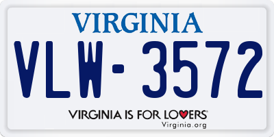 VA license plate VLW3572