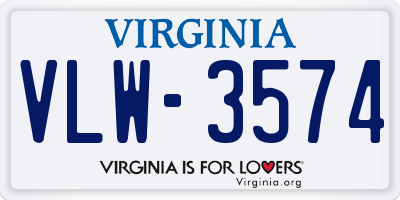 VA license plate VLW3574