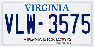 VA license plate VLW3575