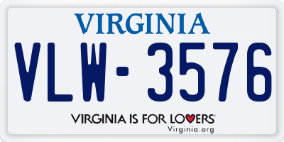 VA license plate VLW3576