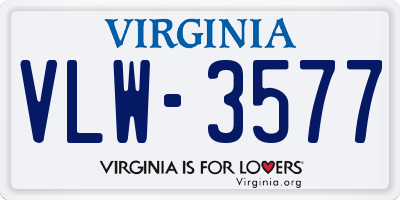 VA license plate VLW3577