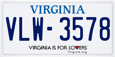 VA license plate VLW3578