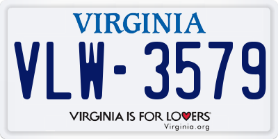 VA license plate VLW3579