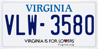 VA license plate VLW3580