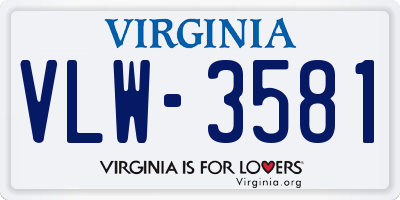 VA license plate VLW3581