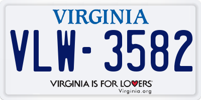 VA license plate VLW3582