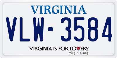 VA license plate VLW3584