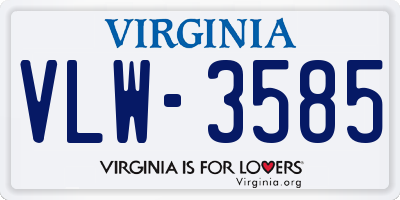 VA license plate VLW3585