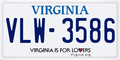 VA license plate VLW3586