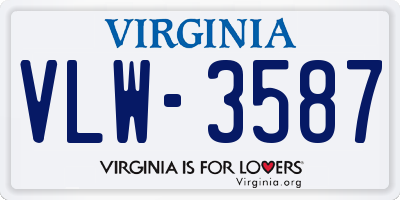 VA license plate VLW3587