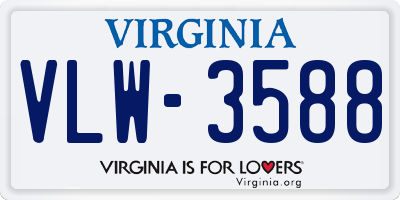 VA license plate VLW3588