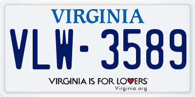 VA license plate VLW3589