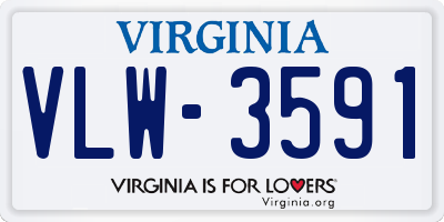 VA license plate VLW3591