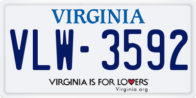 VA license plate VLW3592